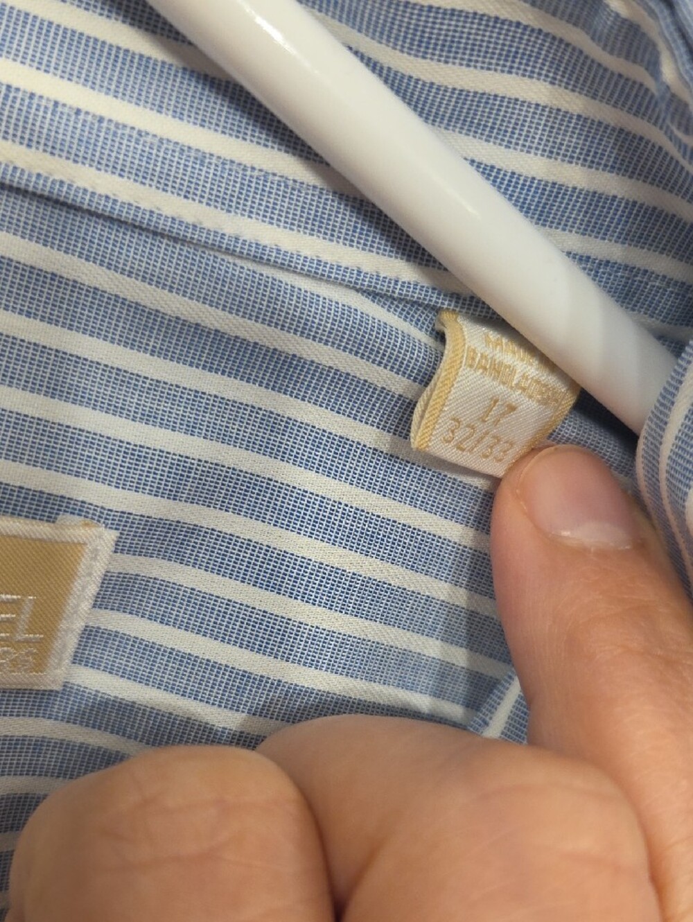 Michael Kors Light Blue and White Striped Dress Shirt (17 32/33) - Picture 3 of 4